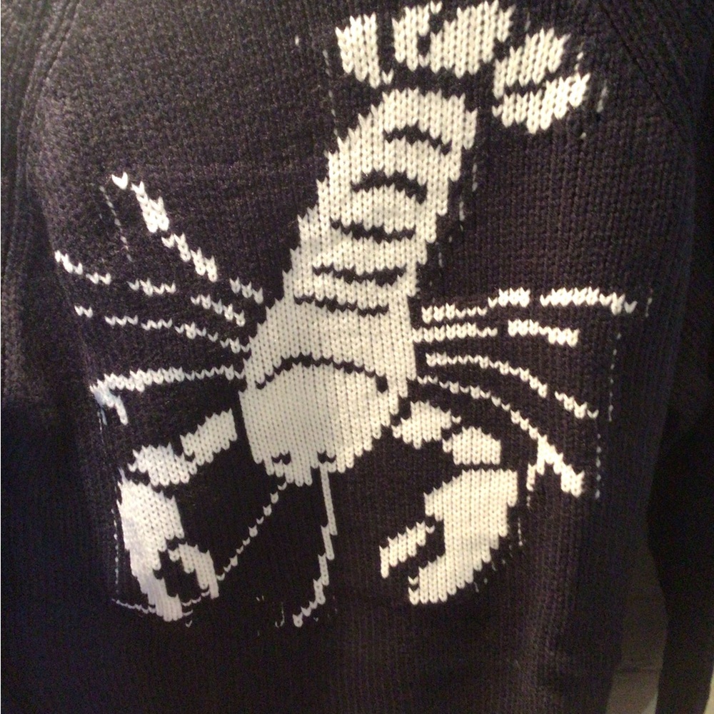 3 lEFT ! Boho Lobster Navy and White Lobster cardigan Sweater - Picture 4 of 7